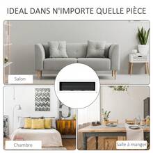 HOMCOM Cheminée bioéthanol Murale encastrable 3 brûleurs 3 L au total, environ 3 h de durée de combustion, dims. 120L x 15l x 40H cm, acier inox blanc - Blanc - Voir 6