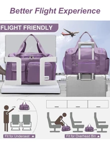 1pc 35l Gym Bag, Yoga Crossbody Bag, Sports Bag With Shoe Compartment And Wet Clothes Compartment, Purple Oxford Cloth Wear-Resistant And Waterproof Material, Travel Bag With Wet And Dry Pockets, Lightweight Carry-On Handbag, Weekend Overnight Bag For Women Men Training Trips Workouts Gym Swims And Plane Business Holidays