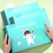 1 pièce Carnet de croquis spiralé épais A4/18K/16K en papier non saignant pour enfants, bloc de papier de dessin et de gribouillage de dessins animés, 30 feuilles