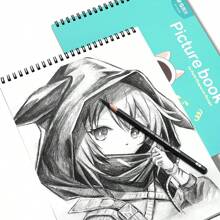 1 pièce Carnet de croquis spiralé épais A4/18K/16K en papier non saignant pour enfants, bloc de papier de dessin et de gribouillage de dessins animés, 30 feuilles
