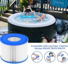 4 Packs Type VI Spa And Hot Tub Filter Replacement Cartridge - For Coleman SaluSpa 90352E, 58323E, 58323 Swimming Pool Filter Pump, Bestway Filter, Lay-Z Spa, Intex,Spa Filter Replacement Size 4.1 X 3.1 Inches