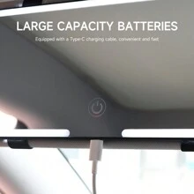 Fccemc Miroir de maquillage de voiture LED ultra-fin avec protection solaire, miroir de suspension pour le maquillage HD avec charge USB, pare-soleil, miroir de vanité intérieur auto à écran tactile dimmable pour femmes