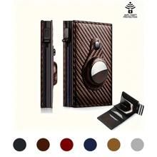 Men Malist Premium Carbon Fiber Blocking Automatic Pop-Up PU Leather Wallet Compatible With AirTag - Secure Side Access With Stylish Money Clip And Ultra-Slim Cash Pocket - For Birthday Gift Anniversary On Valentine Day For College Student School Student Male Men Dad Case Men's Teacher Gift For Boyfriend Husband Gifts Uncle Gifts For Brothers Man Gift Ideals Gift Bag Present Gifts For Teachers Men Gift Father Gifts Card Holder Wallet Business Card Holder Credit Card Holder For Men Mini Wallet Card Wallet Rfid Wallet - Multicolor - View 2