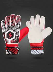 1 par de guantes de portero de fútbol para niños, para niños de 8 a 14 años, con palma resistente y soporte para dedos, guantes de portero de látex unisex negros para adolescentes - Rojo - Ver 3