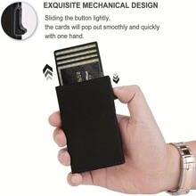 Men Malist Premium Carbon Fiber Blocking Automatic Pop-Up PU Leather Wallet Compatible With AirTag - Secure Side Access With Stylish Money Clip And Ultra-Slim Cash Pocket - For Birthday Gift Anniversary On Valentine Day For College Student School Student Male Men Dad Case Men's Teacher Gift For Boyfriend Husband Gifts Uncle Gifts For Brothers Man Gift Ideals Gift Bag Present Gifts For Teachers Men Gift Father Gifts Card Holder Wallet Business Card Holder Credit Card Holder For Men Mini Wallet Card Wallet Rfid Wallet - Multicolor - View 7