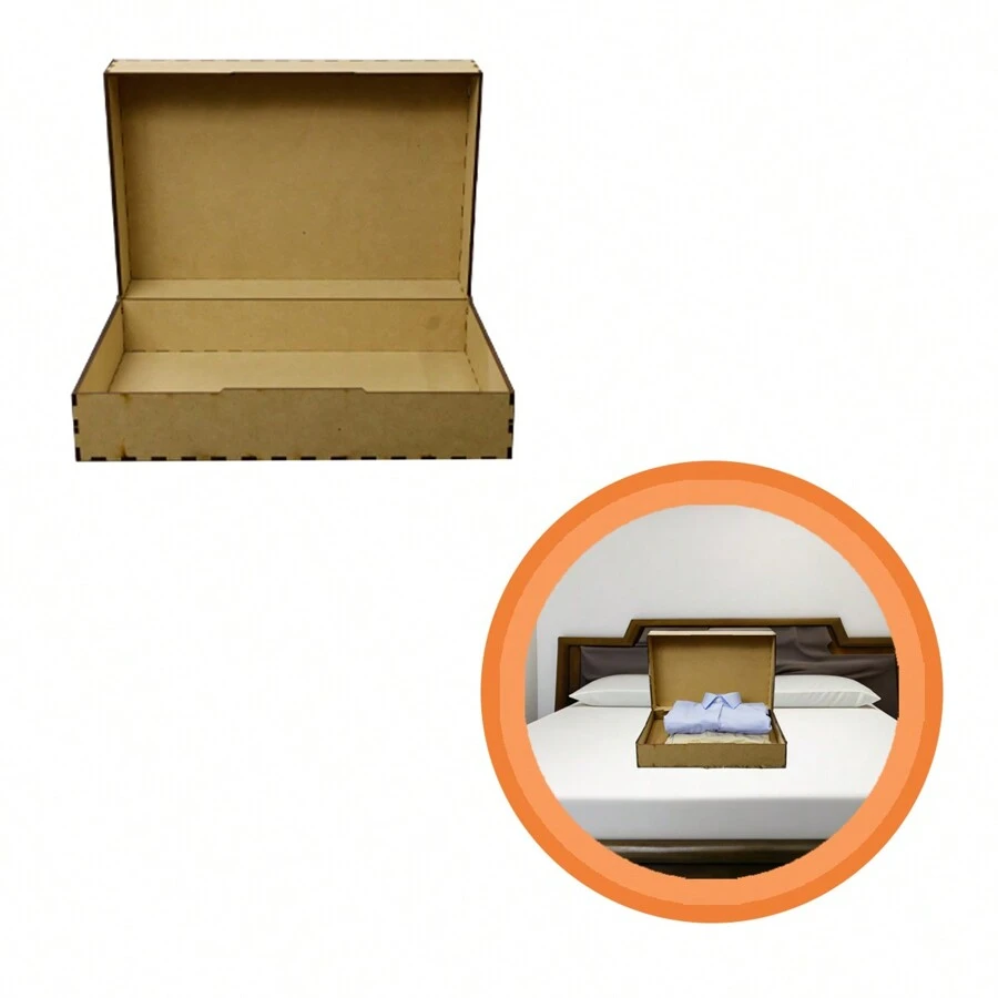 Caja Mdf 30 X 20 X 10 Baul Cuadrado Recuerdito Alhajero - Beis - Ver 1