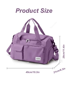 1pc 35l Gym Bag, Yoga Crossbody Bag, Sports Bag With Shoe Compartment And Wet Clothes Compartment, Purple Oxford Cloth Wear-Resistant And Waterproof Material, Travel Bag With Wet And Dry Pockets, Lightweight Carry-On Handbag, Weekend Overnight Bag For Women Men Training Trips Workouts Gym Swims And Plane Business Holidays