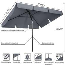 2x1.25m Sonnenschirm Balkonschirm Gartenschirm UV-Schutz knickbar Marktschirm