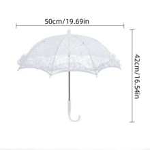 1pc European Style White Lace Wedding Umbrella Bride Umbrella Decoration Props For Wedding Photoshoots, Dancing, And Stage Performance - White - View 2
