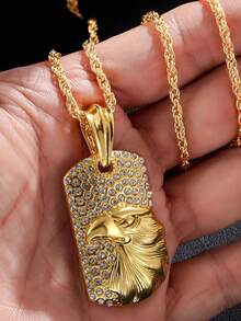 1pc Diamond Embossed Necklace, Luxury Gift For Men, Minimalist Pendant, Gift For Boyfriend, Father's Day Gift - Multicolor - View 3