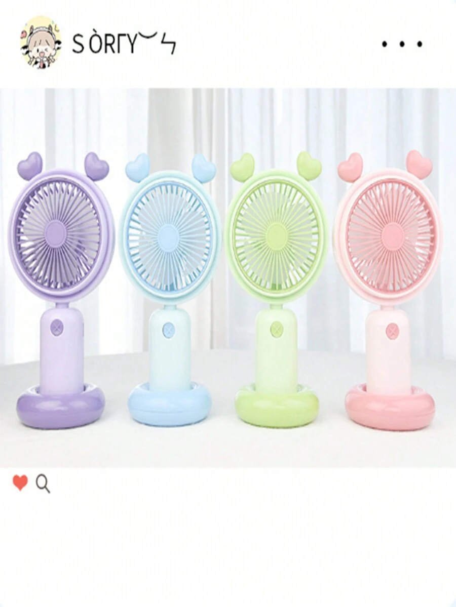 1pc New Style Star Handheld Fan With Night Light, USB Rechargeable Portable Fan For Summer Students - A - View 1