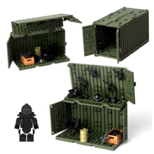 Juguete de bloques de construcción de pequeñas partículas temático militar de 45 piezas, contenedor MOC de combate con accesorios militares para ensamblaje DIY - Biblioteca de combate de contenedores de 45PCS - Ver 1