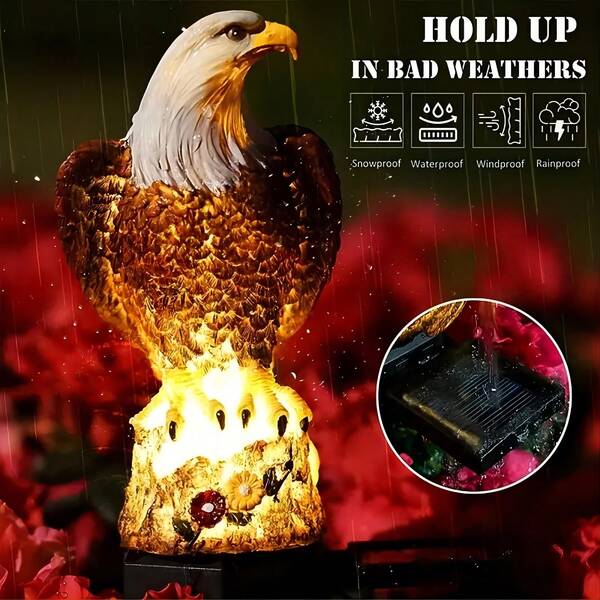 1pc Outdoor Solar Eagle Garden Light, Outdoor Path Solar Eagle Stake Lights, For Garden, Lawn, Patio, Yard