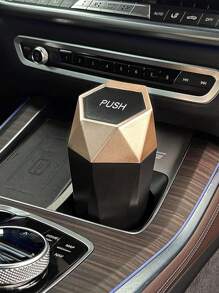 Press-Type Car Trash Can With Lid - 1pc, Mini Car Interior Accessory, Leak-Proof Trash Can, Multi-Purpose Storage Box And Organizer, Suitable For Car, Home, Office. Trash Bags Are Not Included And Need To Be Purchased Separately.