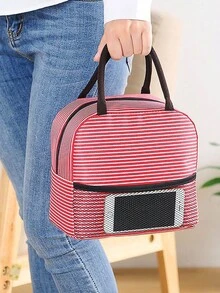 1入防水鋁箔便當袋，容量大，便攜式，冷藏保鮮午餐盒袋 - 紅色 - 查看 5