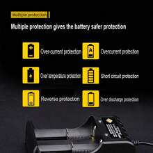 1入組USB插口2槽/4槽電池充電器（不含電池），兼容可充電鋰電池 - 黑色 - 查看 3