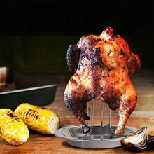 1 Máy Tính BBQ Ngoài Trời Giá Gà Nướng Than Chảo Chống Dính Gấp Nĩa Có Thể Tháo Rời Thịt Gà Đứng Giá Xiên Dọc, Dày Di Động - Bạc - Xem 4