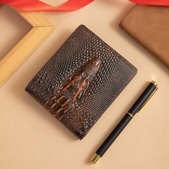 Men's Crocodile Pattern Business Wallet Multi-Functional Large Capacity Short & Long Style Business For Men Wallet Purse Wallet Small Wallet Men Wallet Leather