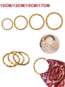 1pc Natural Bamboo Rings Bag Handles 10cm/12cm/15cm/17cm DIY Handmade Wooden Bags Closure Round Handle Purse Woven Accessories - Apricot - View 2