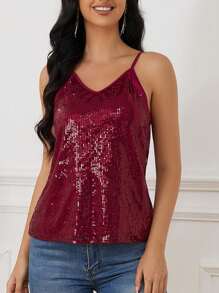 Camisetas & Tops de Tirantes de Mujer Contraste Lentejuelas todo estampado Casual Elegante Fiesta