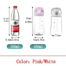 1pc 450ml/16oz Water Bottle With ,Portable Travel Bottles Sports Fitness Cup Summer Cold Water With Time Scale - Multicolor - View 4