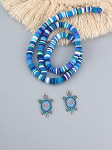 Kit de fabricación de pulseras Boho para mujeres y hombres, accesorios de fabricación de joyas de manualidades DIY con cuentas de arcilla y amuletos de tortuga, regalos para amigos que les gusta la fabricación de pulseras bohemias con cuentas - kit para hacer pulseras - Ver 2