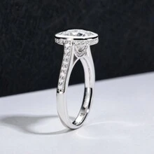 ANU JEWEL 3CTTW Moissanite Halo Nhẫn Đính Hôn, Nhẫn Nữ Bạc 925 Thích Hợp Cho Bé Gái Nhẫn Đính Kim Cương Giả - trắng - Xem 7