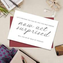 1pc Bạn có muốn làm phù dâu danh dự của tôi không? Thiệp cưới phù dâu, Thiệp cầu hôn phù dâu, Thiệp cầu hôn bất ngờ, Sản phẩm sáng tạo hoàn hảo, Thẻ quà tặng, Giáng sinh - Đỏ - Xem 5