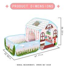Tente de jeu pour garçons et filles, avec toit et rideau de porte, maison de tente de jeu pop-up villa pour enfants en bas âge, utilisable en intérieur et en extérieur, pliable, portable, rose et adapté aux enfants de 3 à 6 ans
