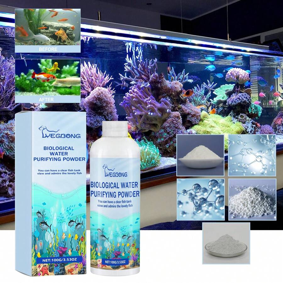 The Aquarium Fish Tank Net Water Quality Is Clarified With An Algae Removal Powder, Effectively Cleaning The Ornamental Fish Tank And Instantly Improving The Water Quality. - 119g - View 1
