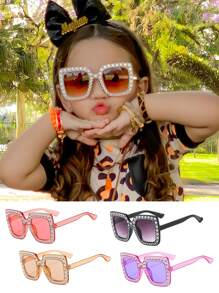 Lentes de Sol para Niña, Gafas de Sol para Niña Moda, Anteojos de Sol Polarizadas para Niños UV400, Marco de Ligero, bonitas anteojos 100% protección UV - Negro - Ver 2