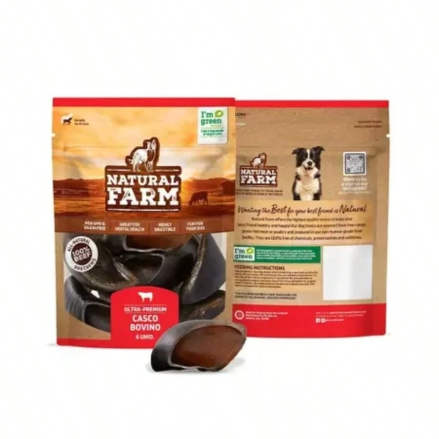 Mordedor Natural para Cães - Casco Bovino com 6 Unidades - Natural Farm - Marrom Claro - Visão 1