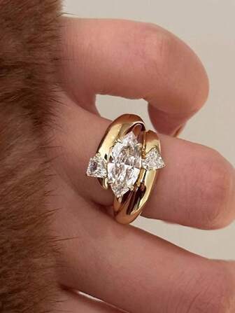 2 st Infälld Zirkoniumoxid Vackra Ringar För Kvinnor Par Semester Strandfest Klassiska Smycken Presenttillbehör