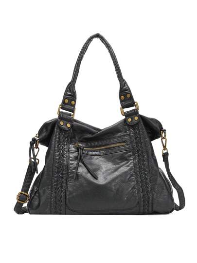 大容量水洗皮革女士流浪包 宽敞手提包带斜挎带 送给女性、送给她的最佳礼物