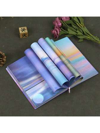 1pc Dreamy Journal Notebook With Hand-Drawn Illustrations, Hardcover Thickened Diary Notebook With Blank Pages For Journaling And Note-Taking Back To School