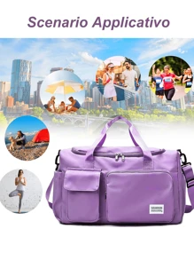 1pc 35l Gym Bag, Yoga Crossbody Bag, Sports Bag With Shoe Compartment And Wet Clothes Compartment, Purple Oxford Cloth Wear-Resistant And Waterproof Material, Travel Bag With Wet And Dry Pockets, Lightweight Carry-On Handbag, Weekend Overnight Bag For Women Men Training Trips Workouts Gym Swims And Plane Business Holidays
