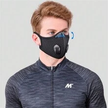 Half Face Reusable Activated Carbon Dustproof Respirator Good Quality Outdoor Motorcycle Riding Dust Mask Ski Mask - Black - View 2