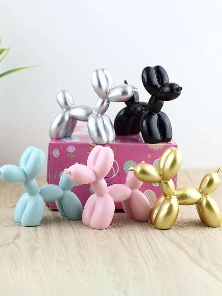 1 pièce Mignon Statue de chien gonflable en résine pour gâteaux d'anniversaire et décoration de la maison- parfaite pour le salon, les étagères de livres, les armoires de bar TV, la décoration de bureau et les centres de table, pour la décoration de Noël, de la Saint-Valentin et du Nouvel An