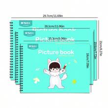 1 pièce Carnet de croquis spiralé épais A4/18K/16K en papier non saignant pour enfants, bloc de papier de dessin et de gribouillage de dessins animés, 30 feuilles