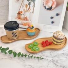 1入組相思木托盤，早餐、甜點、麵包、小吃、壽司、茶杯、下午茶、酒店/餐廳/家居廚房餐飲裝飾多功能托盤 - 黃色 - 查看 4