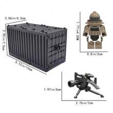 Juguete de bloques de construcción de pequeñas partículas temático militar de 45 piezas, contenedor MOC de combate con accesorios militares para ensamblaje DIY - Biblioteca de combate de contenedores de 45PCS - Ver 2