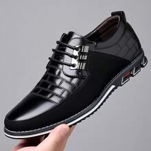 Men's Fashion PU Leather Shoes Classic Oxford Dress Shoes Lace Up Casual Business Shoes For Men - Black - View 6