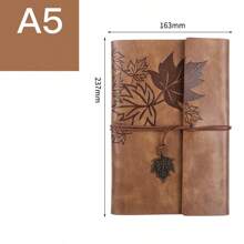 1 pieza con diseño de hoja Cuaderno , café marrón retro Cuaderno para oficina