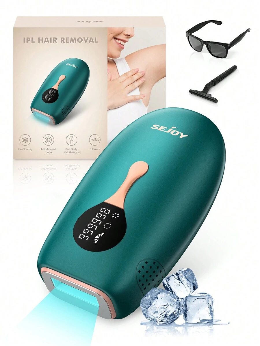 Sejoy IPL Laser Hair Removal Device With Cooling System, Painless Whole-Body Hair Removal Ice Point Hair Removal Device, Green - 美規A型插(110-127V) - 查看 1