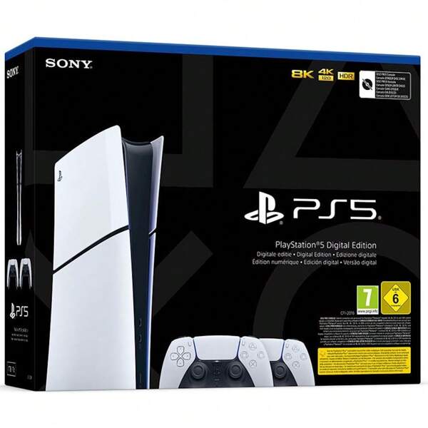 Sony Pack Console PlayStation 5 (PS5) Edition Numérique (Modèle - Slim) Plus 2ème manette DualSense Blanche