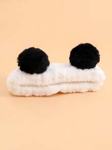 1pc Cute Plush Hair Tie Band For Washing Face And Makeup, Hair Band Home Bathroom Decor Fall Decor Back To School - Black and White - View 2