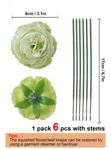 12/24pcs Artificial Flowers Simulated Peony Flower Heads With Stems For Wedding Party Decoration, Cake Decoration And Home Living Room Table Decoration - Mint Green - View 2