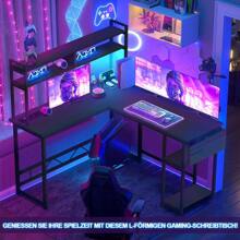 Devoko White Height Adjustable Desk 160 X 75 Cm Electrically Adjustable L-Shaped Desk With Memory Control, Ergonomic Game Table With Cup Holder, Hook. - Black - View 1