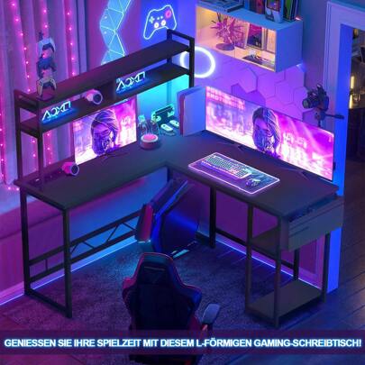 Devoko White Height Adjustable Desk 160 X 75 Cm Electrically Adjustable L-Shaped Desk With Memory Control, Ergonomic Game Table With Cup Holder, Hook.