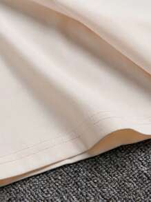 Camisetas holgadas para hombre con cuello redondo amplio, hombro caído, mangas cortas, estampado gráfico, estilo callejero y veraniego de algodón - Caqui - Ver 6